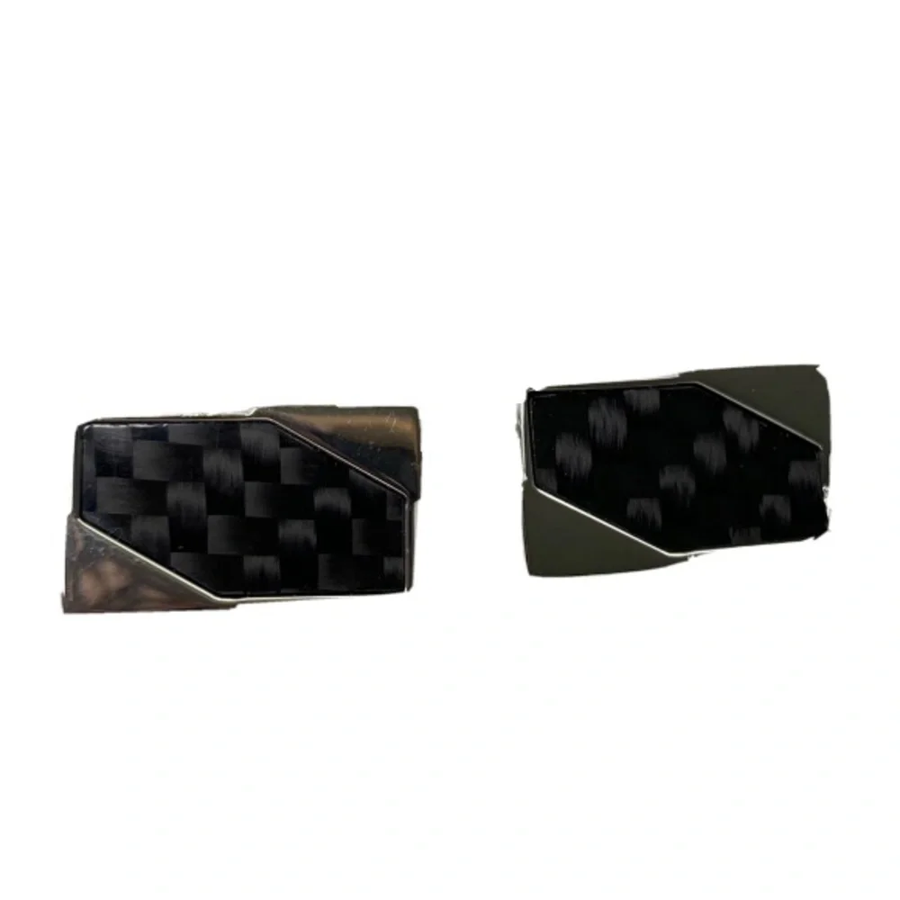 Nordstrom Rack Black Silver Rectangular Classic Men's Cuff Links